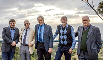 COLS professors honored from L-R: Colin Dickey, Ph.D.; Leslie “Tom” Pollard, Ph.D.; Carl Boggs, Ph.D.; B. Charles Tatum, Ph.D.; Igor Ya Subbotin, Ph.D.